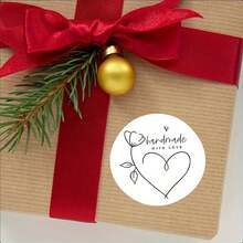 100PCS White Self-Adhesive Stickers With The Words "Handmade With Love" Written On Them, For Eeveryday Office Supplies, Gift Wrapping, Birthdays, Parties, Etc. - G07 White - View 5