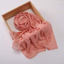 1pc New Fashion Solid Color Pearl Decorated Chiffon Muslim Hijab Scarf - Multicolor - View 9