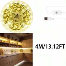LED Light Strip, USB Powered, Self-Adhesive Cuttable, Touch Control - Long Press To Adjust Brightness, Suitable For Cabinet, Kitchen Lighting, TV Backlight, DIY Bedroom Home Decor Lighting - Warm Light - View 13