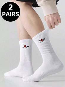 1/2/5 Pairs Letter Print Unisex Casual Mid-Calf Socks, Comfortable Everyday & Sports Socks, Suitable For All Seasons, Ideal For Dates - Multicolor - View 11