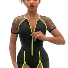 Nuevo traje de baño de una pieza para mujer, que disimula el abdomen y estiliza la figura, con cremallera y diseño hueco, traje de baño sexy estilo deportivo. - Versión con cremallera negra - Ver 5