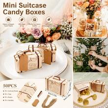 20/25/50PCS Creative Mini Luggage Candy Boxes Chocolate Boxes Paper Boxes Packaging Boxes With Ropes And Labels Suitable For Wedding Birthday Party Gift Bags Packaging Bags Wedding Birthday Party Decorations Classic Elegant Theme Gift Boxes - View 2