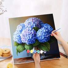 40x40厘米/15.75*15.75英寸 1幅无框数码油画套装 - 适合成人和初学者，DIY花卉丙烯颜料套装，家居装饰工艺品，生日、父亲节、圣诞节、母亲节、情人节的理想礼物 - 花瓶鮮花 - 查看 5