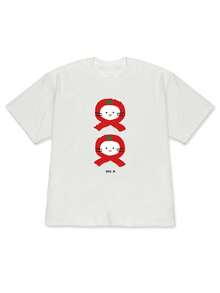 Ropa de alta calidad para mujer de primavera/verano 2026, casual y elegante con hombros caídos, camiseta de manga corta con divertido estampado de gato tomate y muñeco de nieve, estilo unisex holgado y adorable con hombros caídos - Blanco1 - Ver 1