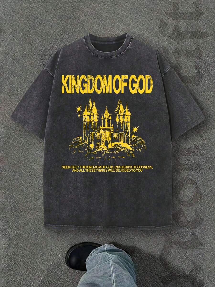 Camiseta casual vintage cómoda y lavada para mujer, camiseta de manga corta con cuello redondo,% algodón lavado y versátil para hombre, adecuada para uso diario y atuendos de, estilo unisex. - Negro - Ver 1