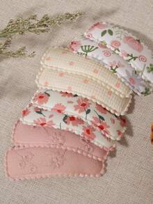 10pcs Floral Embroidered Hair Clips, Gentle Style BB Clips, Versatile Daily Hair Accessories - Mixed color - View 3