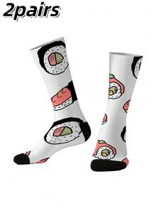 1/2 đôi tất họa tiết sushi 3D ngộ nghĩnh, kiểu dáng Kawaii dễ thương, cao đến bắp chân, độc đáo, thích hợp làm quà tặng cho mùa xuân, hè, thu, đông và mọi dịp. - Nhiều màu - Xem 10