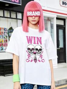 Camiseta de manga corta con cuello redondo suave y casual de verano para mujer, tops para salir, algodón, vintage, estilo callejero europeo y americano, casual deportivo, estilo unisex, estilo casual urbano, tops bonitos, Gen Z, curvas, ropa Y2K, camisetas divertidas, tops para damas, conjuntos de vacaciones para mujer, top lindo, camiseta gráfica, conjuntos de primavera, camisetas holgadas, ropa de calle retro, estilo de los 90, estilo de los 2000, subcultura, top negro, tops blancos, atuendo de fiesta de los 90. Blanco - Blanco - Ver 2