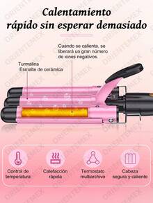 Hair Waffle Maker Curling Tongs Curler - Pink - View 4