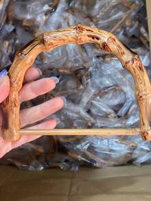 Bamboo Handle Replacement Faux Bamboo Resin Handbag Handle With Detachable Metal Ring Vintage Style Handbag Handle Accessory Suitable For DIY Handmade Straw Bag Rattan Bag Woven Bag Beach Bag Summer Handbag Repair Upgrade Women's Handicrafts Lightweight Durable Natural Style Bag Handle Replacement - A - View 6