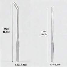 1-2pcs Reptile Feeding Tools, Stainless Steel Feeding Tweezers For Gecko, Mane Lion Lizard, Feeding Insects And Cleaning, Rubber Tip Aquatic Plant Tweezers, Long Handle Won't Hurt Pets, Suitable For Pacman Frog, Gecko - C-Silver - View 2