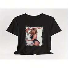 Camiseta Samantha Fox Holding Back The Tears - Atuendo icónico del video musical con letras y poses características - Camiseta unisex retro de los 80 ideal para conciertos, fiestas temáticas y uso cas - Negro - Ver 2