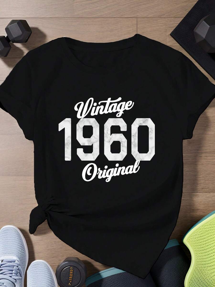 ¡Oferta por tiempo limitado, unidades limitadas, relámpago! Camisa casual para mujer, elegante, camiseta deportiva de manga corta para mujer, edición limitada, estilo retro de los años 60. - Negro - Ver 1