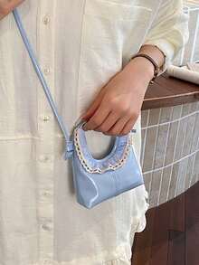 Lace Trim Handbag, Pastel Macaron Color Crossbody Bag, Pleated Cute Mini Purse - Multicolor - View 9