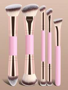 5 Stücke professioneller Make-up Pinsel Set, tragbare Reise Make-up Pinsel, doppelseitiges Multi-Funktions Make-up Werkzeug Set inklusive Foundation Pinsel, Puder Pinsel, Rouge Pinsel, Concealer Pinsel, Kontur Pinsel, Nasen Pinsel, Lidschatten Pinsel, Highlighter Pinsel, ideal für Zuhause oder Reisen, unverzichtbare Make-up Grundlagen & Beauty Accessoires, tolle Geschenkidee - Pink - Übersicht 12