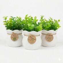 Set Of 3 Mini Artificial Flower Pots With Plant, Suitable For Home Decoration In Living Rooms And Bedrooms - 3 White - View 1