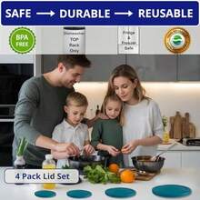 Klareware 1 Cup 2 Cup 4 cup 7 Cup Round Plastic Food Storage Replacement Lids Covers for Klareware Anchor Hocking and Pyrex Glass Bowls Container not Included (Turquoise ) - Turquesa - Ver 4