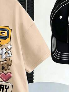 2pcs/Set Cartoon Game Style Boys' Printed Round Neck T-Shirt And Shorts Set, Fashionable And Comfortable Summer Outfit, Back To School, Everyday Wear - Multicolor - View 5