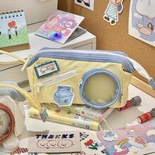 Back To School Large Capacity Apple/Burger/Milk Tea Pencil Case - Kawaii Food Theme Design With Burger And Apple, Retro Contrast Colors, Suitable For School And Stationery Organization, Cute Pencil Case - Multicolor - View 8