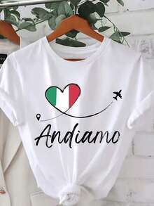 Camiseta de manga corta con cuello redondo y estampado de corazones para mujer - Blusa casual de verano suave y transpirable, lavable a máquina, atuendo casual de primavera y verano adecuado para mujeres.blusas para mujer>camisa - Blanco - Ver 1