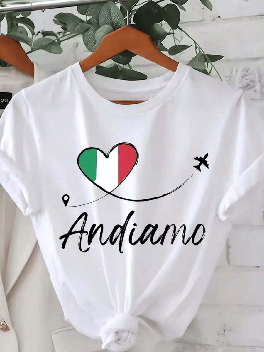 Camiseta de manga corta con cuello redondo y estampado de corazones para mujer - Blusa casual de verano suave y transpirable, lavable a máquina, atuendo casual de primavera y verano adecuado para mujeres.blusas para mujer>camisa - Blanco - Ver 1