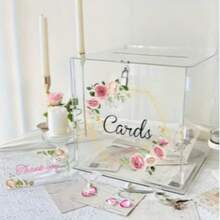 Caja decorativa, caja para tarjetas, caja de exhibición de acrílico con tapa transparente - Adecuada para bodas elegantes, aniversarios, Pascua, carnaval, cajas de regalo de graduación, decoración del Día de San Valentín - Almacena de forma segura dinero, tarjetas, coleccionables - Material de acrílico, para el hogar, la oficina, eventos corporativos - Regalo personalizado de agradecimiento, decoración del hogar, recuerdos románticos - Multicolor - Ver 4