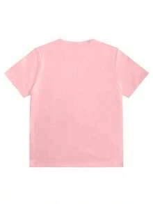 Camiseta Manga Corta con Estampado Cartoon Para Niños - Rosa - Ver 2