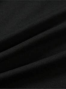 Short-Sleeved T-Shirt With Gradient Letter Print, Regular Fit, Round Neck, Ideal For Spring And Summer Fashion For Women, Made With Lightweight And Breathable Fabric - 黑色 - 查看 4