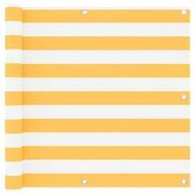 vidaXL Balcony Privacy Screen, Balcony Covering With Eyelets And Rope, Waterproof Balcony Cover, Balcony Cladding For Balcony And Terrace, 120 X 600 Cm, White And Yellow, 100% Polyester Oxford Fabric - White and Yellow - View 9