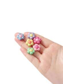 20pcs Random Style Acrylic UV Plated Dual-Color Five-Petal Plum Blossom Beads, DIY Phone Strap, Keychain, Bracelet Accessories - Multicolor - View 5