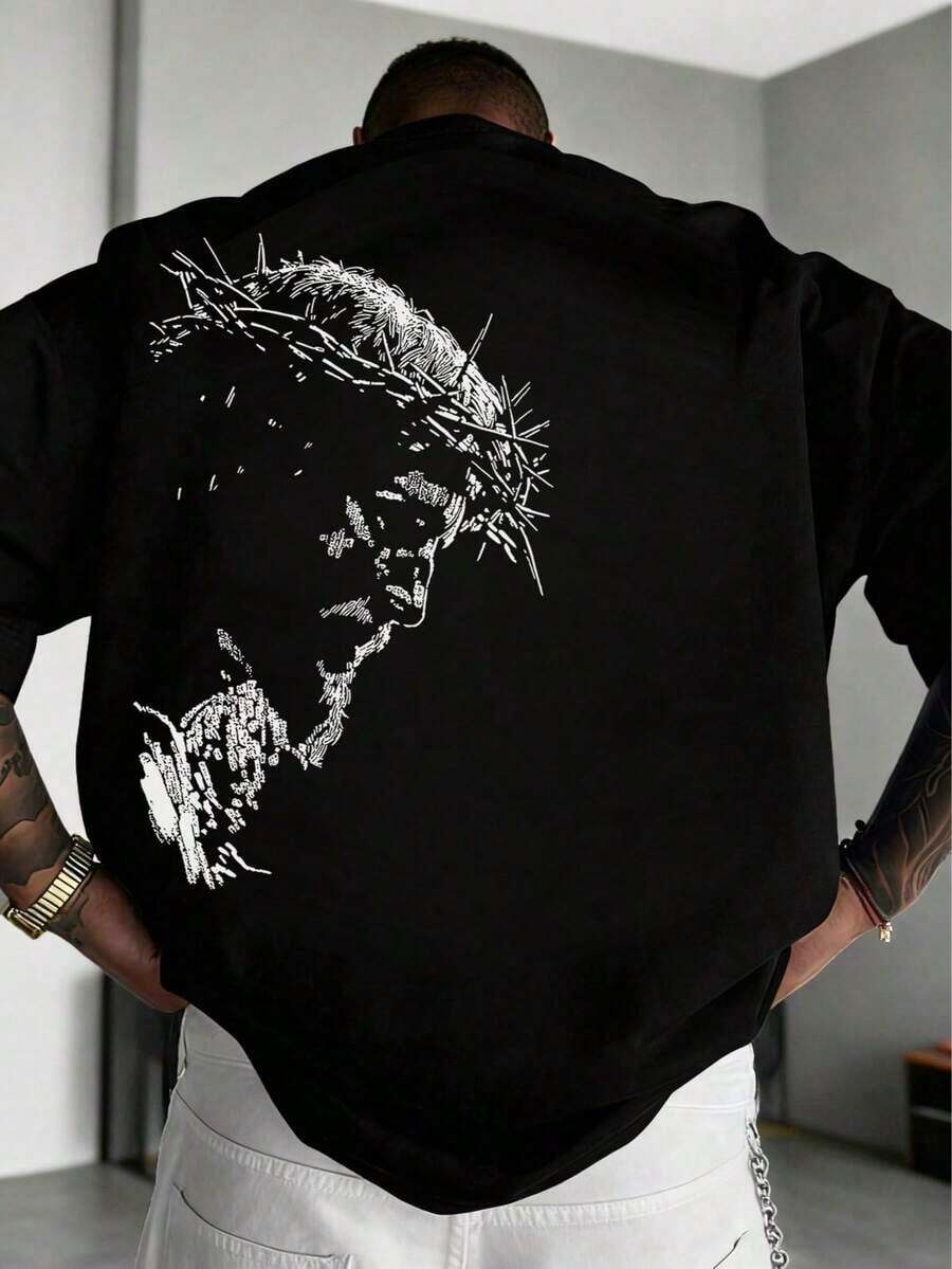 Zrgoth Men's Short Sleeve T-Shirt With Minimalist Dark Portrait Graphic Print, Casual And Versatile Design By K-GLORY JAVN - 2 - 查看 1