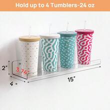Acrylic Shelves For Bathroom Storage, 15" Floating Shelves Wall Organizer For Perfume, Make Up, Skincare, Bookshelf For Bedroom, Nursery, Living Room Decor, Clear, 4 Pack - Clear - View 3