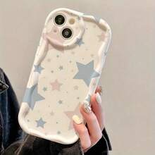 适用于三星 Galaxy S22/23/24/S25/A04/05/06/A07/A17/A14/A15/A16/A24/A25/A34、Note 7/8/9/10/11/12/13/14、 17/16/11/13/15 Plus/15 Pro 的可爱幸运心卡通软壳手机壳，波浪边马卡龙色，轻薄防震，简约设计，优雅创意独特，柔软磨砂防滑，高品质礼品，卡哇伊清新涂鸦风格 - 乳黃色 - 查看 6