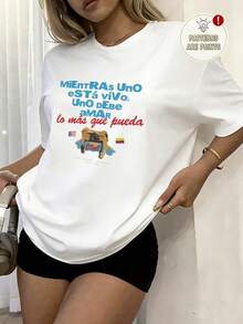 Top Oversize Primavera/Estate 2026, 100% Cotone, Maglietta A Maniche Corte Girocollo Tinta Unita Da Donna, Morbida E Comoda, Streetwear Casual, Stampa Divertente Con Rana Dei Car - 銀行*** - 查看 8