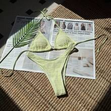 Nuevo bikini de dos piezas con tirantes ajustables, dulce y sexy. - verde claro - Ver 10