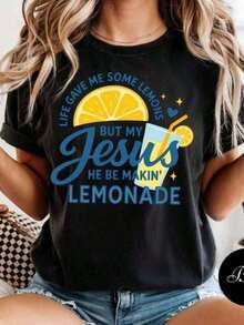New arrivals for summer.fashion Women's Life Gave Me Lemons Jesus Print T Shirt,Christian Lemonade Faith Tee,Teen Gift Daily WearEnd Of Season,Final Stock,Fan Favorite.,Valentine Outfits For Women,Spring,Summer Outfits For Women.Short Sleeve Spring Tops For Plus Size Women Relaxed Daily Top.Blouse,Shirt > Beautiful. - Negro - Ver 8