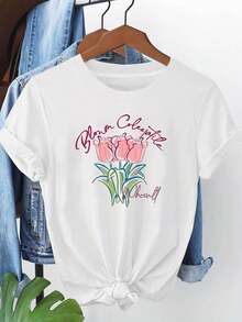 Camiseta de algodón% modelo 2026, tela de alta calidad y peso pesado, diseño de nicho moderno para el verano, camiseta básica sencilla y versátil para el día a día, efecto adelgazante, transpirable y cómoda, adecuada para todos, versátil con cuello redondo y manga corta. - Blanco - Ver 1