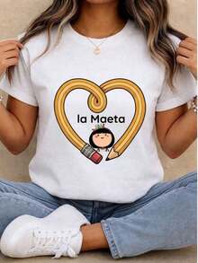 permeabilityTshirt camiseta para mujer empoderada Maestra Profesora, tela suave elastica comoda, ideal para disfrutar un buen díaspacious - Blanco - Ver 4
