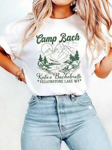 Camiseta Retro de Confort para Campamento de Solteras, Camiseta de Solteras para Acampar, Regalo para Novia de Montaña al Aire Libre, Camiseta para Fiesta Nupcial en el Lago, Camiseta para Senderismo de Solteras - Blanco - Ver 5