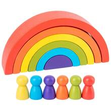 Juguete de arcoíris de madera DIY para niños, bloques de equilibrio apilados de arcoíris de madera creativos, juguete para bebés, juguetes educativos Montessori para niños - 1 - Ver 5