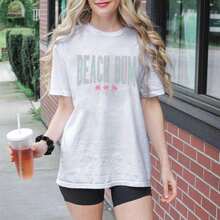 Women's Casual Beach Graphic Print T-Shirt - Short Sleeve, Round Neck, Casual Printed T-Shirt, Lightweight And Comfortable For Everyday Wear, Basic Summer T-Shirt For Women. - 白色 - 查看 1