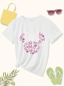 Camiseta casual de manga corta para mujer, ideal para vacaciones de verano, con un divertido estampado de flores y lazos, una camiseta elegante y casual para mujer, una camiseta de cuello redondo cómoda y con un estampado único, una camiseta adecuada para regalar, una camiseta deportiva cómoda y transpirable. - Blanco - Ver 12