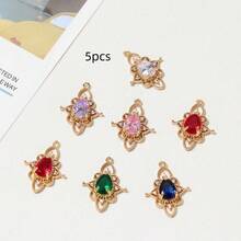 5pcs Colorful Zirconia Lace Edged Pendant, Vintage Style DIY Jewelry Findings For Bracelet, Necklace, Earrings - Multicolor - View 11