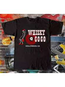 Camiseta de hombre Whiskey A Go Go, estilo vintage de los 80, adecuada para el hogar, la oficina y las fiestas, camiseta de mujer. - Negro - Ver 5