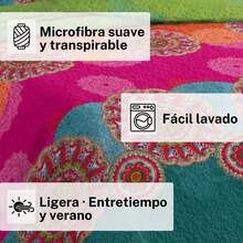 Novotextil 印花超細纖維絎縫床罩，輕盈透氣，適用於 90、105、135、150 和 180 厘米的床——夏季和春季秋季床罩，含 1 或 2 個枕套——柔軟耐用的現代裝飾被（瓦爾納） - 瓦爾納 - 查看 3