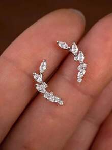 1 Pair S925 Sterling Silver Minimalist Fresh Leaf Stud Earrings, Casual Personalized Accessory For Women, Elegant Gift For Anniversary, Birthday, Friends - Leaves - View 4