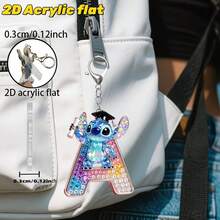 Disney 2D平面風格 - 1件新款壓克力裝飾片，附26個字母刺繡圖案 - 非常適合裝飾包包和車鑰匙、家居裝飾 - 情人節、生日派對、週年紀念、畢業典禮、感恩節、萬聖節和聖誕節禮物的理想選擇 - 彩色 - 查看 3