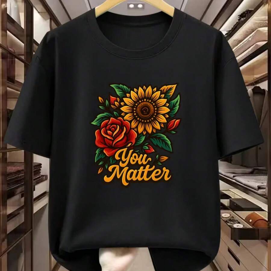 Printed T-Shirt For Men And Women - Black - View 1