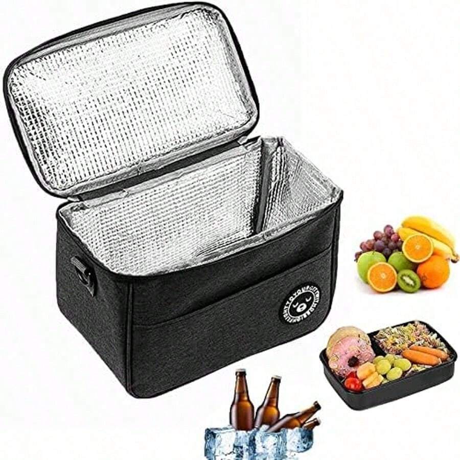 1 túi đựng cơm trưa cách nhiệt, túi đựng cơm trưa cách nhiệt bằng giấy bạc dày dặn có quai đeo vai, thích hợp cho văn phòng, trường học, dã ngoại. - A - Xem 1