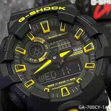 Casio 中性手錶，黑黃雙顯錶盤，200M 防水防震 LED 計時碼錶，樹脂錶帶，情侶學生運動手錶 - 均碼 - 查看 3